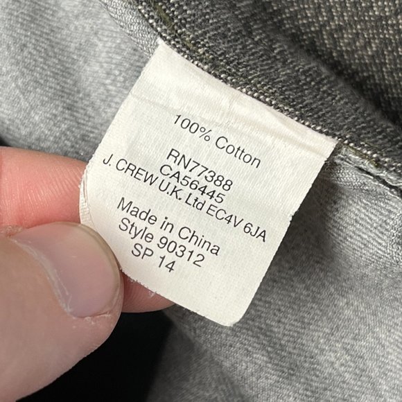 J. Crew Bowery Pants Gray Slim Straight 100% Cotton Mens Size 35x32 Style 90312 - Picture 7 of 7